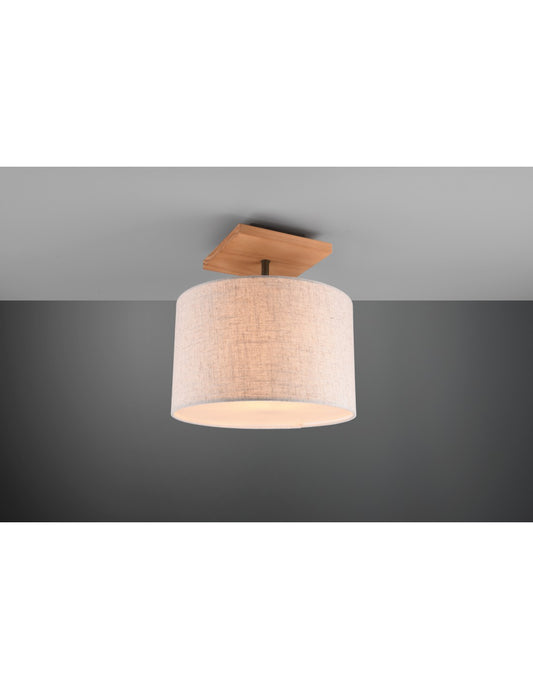 Plafonnier Elmau 1xE27 abat-jour nickel et sable Ø35 cm Trio Lighting