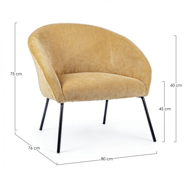 Fauteuil en velours jaune de style design