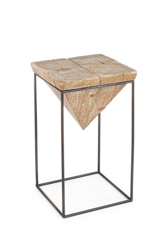Tabouret en acier avec assise en sapin PRISMY 31x31xh.55 cm