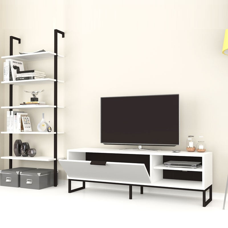 Meuble TV avec bibliothèque 5 étagères blanc 70x30xh.180 cm