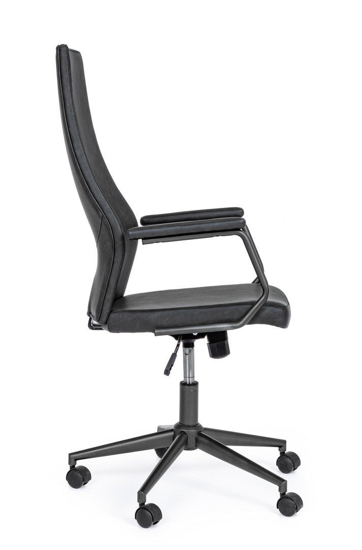 Fauteuil de bureau à dossier haut en simili cuir noir Jamie