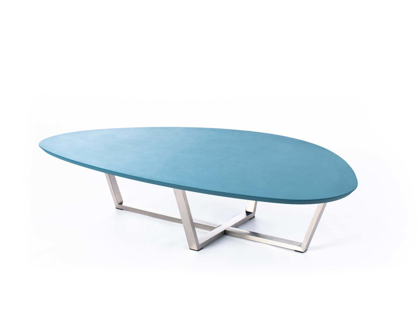 Table basse en MDF vert pétrole et piètement gris chromé 140x80x32h cm