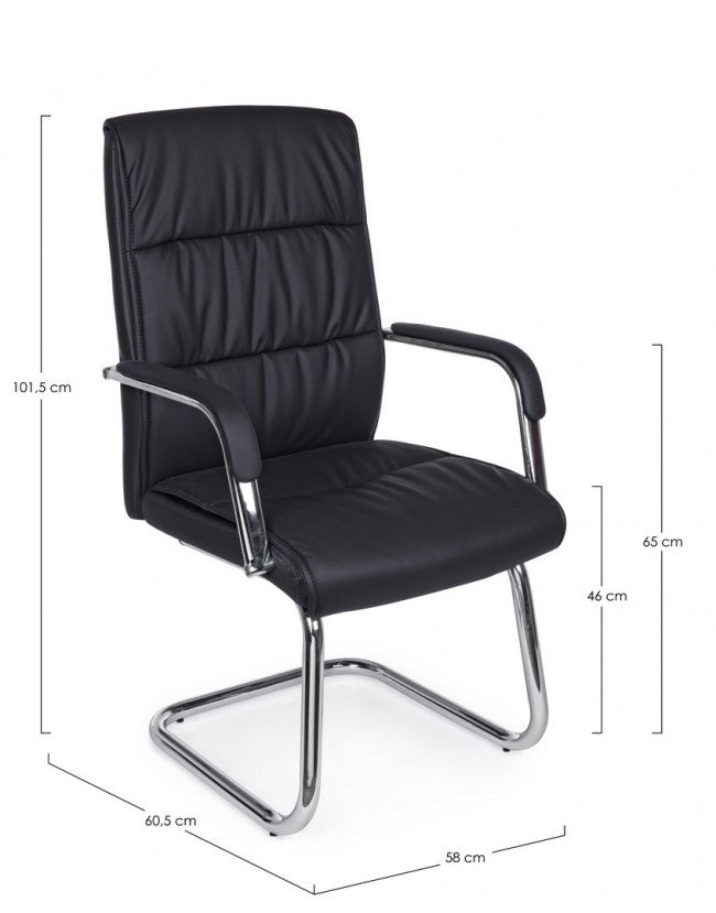 Fauteuil de bureau Sydney avec accoudoirs en éco-cuir noir