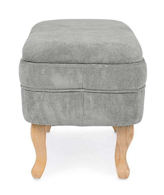 Banc de rangement vintage Chenille en velours gris clair 102x41x49h cm
