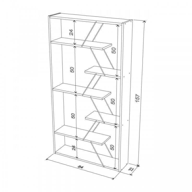 Libreria moderna moderna divisorio rovere nero cm 84 x 22 x 157 h EFFEZ