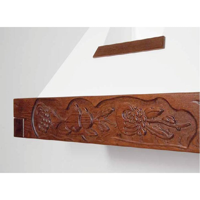 Hotte de cuisine rustique blanche EPOQUE avec cadre en bois incrusté couleur tabac 90 cm