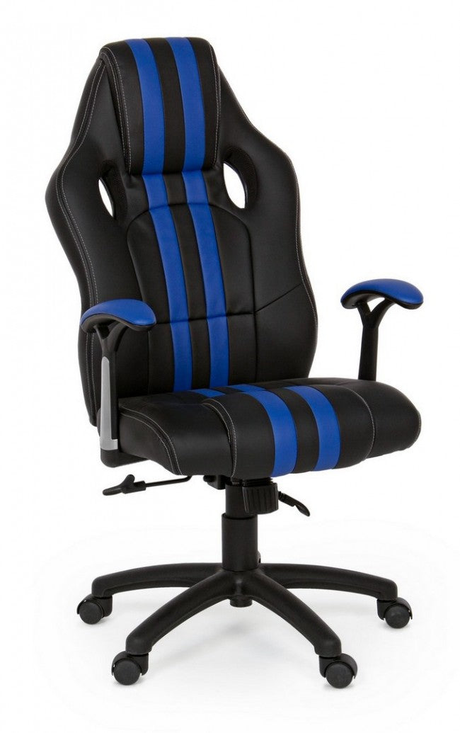 Fauteuil de bureau Spider avec accoudoirs en simili cuir bleu