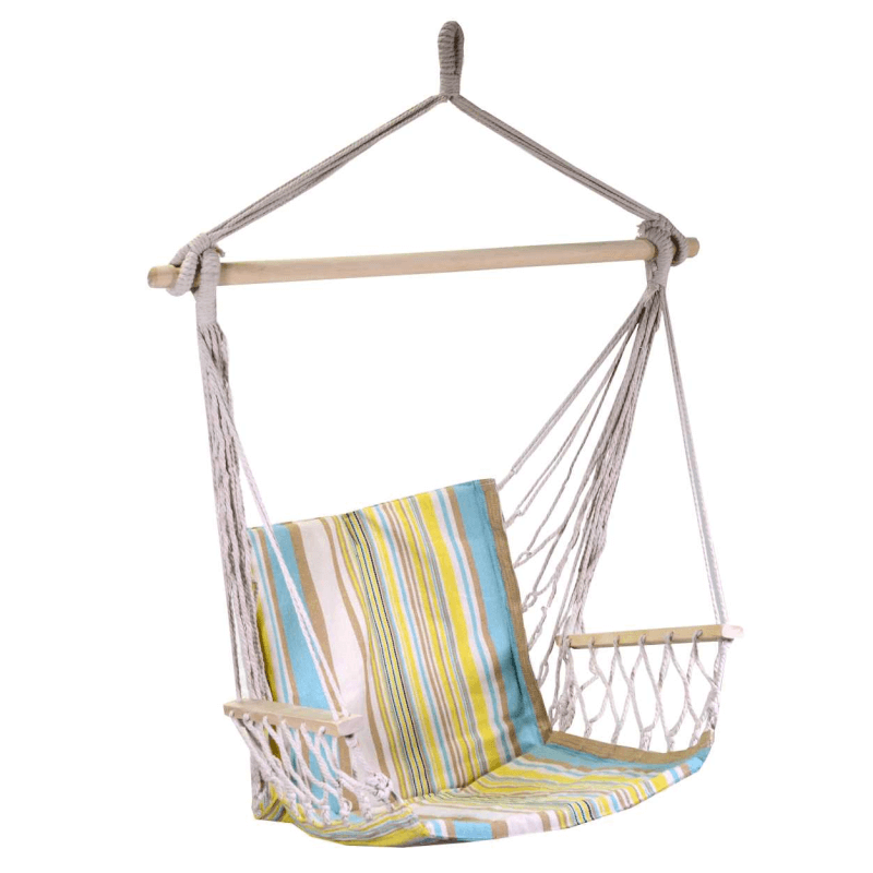 Rocking chair en tissu rayé jaune cm50h100
