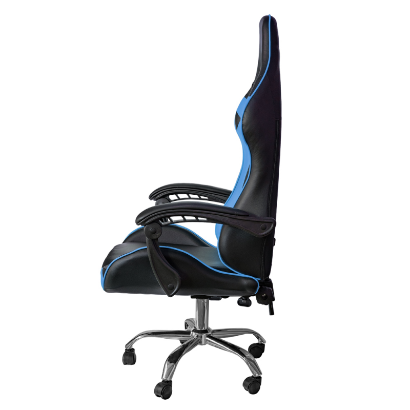 Chaise de bureau gaming inclinable en éco-cuir Bleu et Noir 64x53x h123-133 cm