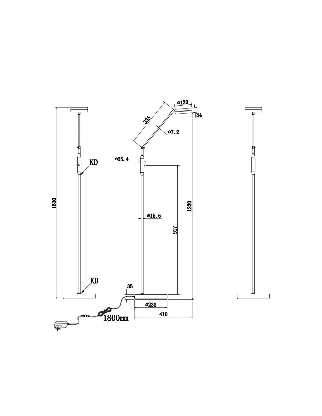 Lampadaire Led Tactile Disque Ajustable Franklin Laiton Vieilli Trio Éclairage