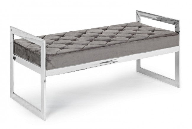 Banquette Sveva en velours gris 97 x 44 cm