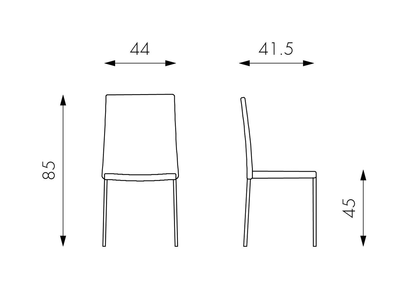 4x Chaise en simili cuir marron 41,5x44x85h cm
