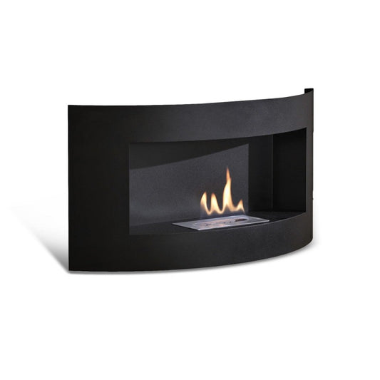 Biocheminée murale design au bioéthanol noire 63 x 15,5 xh 45 cm