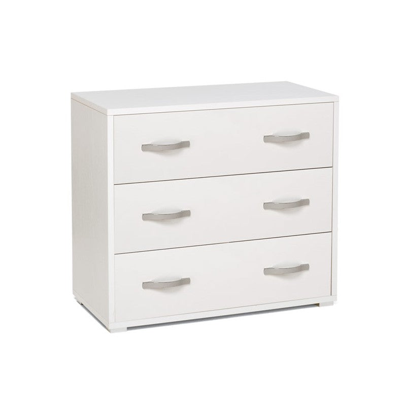 Commode de chambre blanche avec 3 tiroirs en bois mélaminé 91x45xH 81 cm