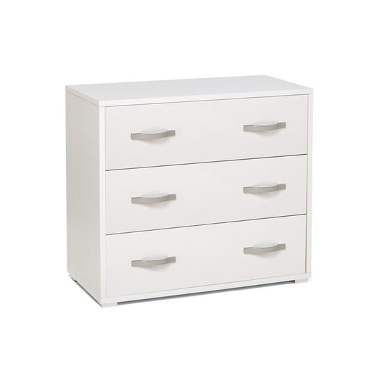 Commode de chambre blanche avec 3 tiroirs en bois mélaminé 91x45xH 81 cm