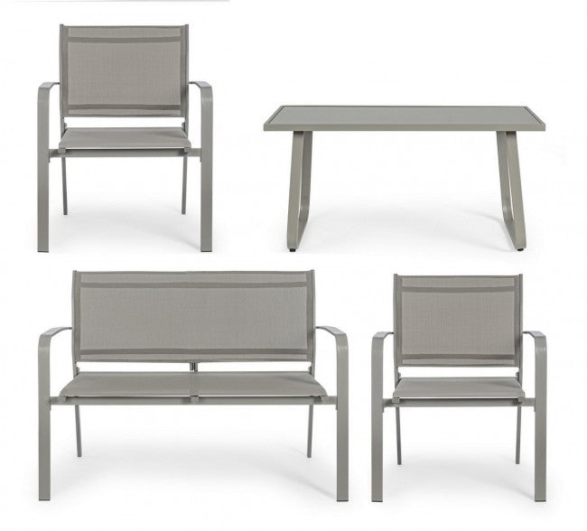 Bizzotto ensemble de jardin gris tourterelle 4 pièces