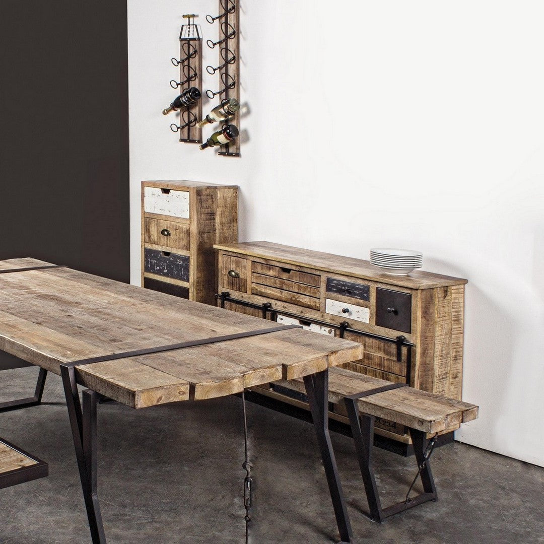 Buffet Tudor 2 portes 7 tiroirs 125x37x80h cm 
