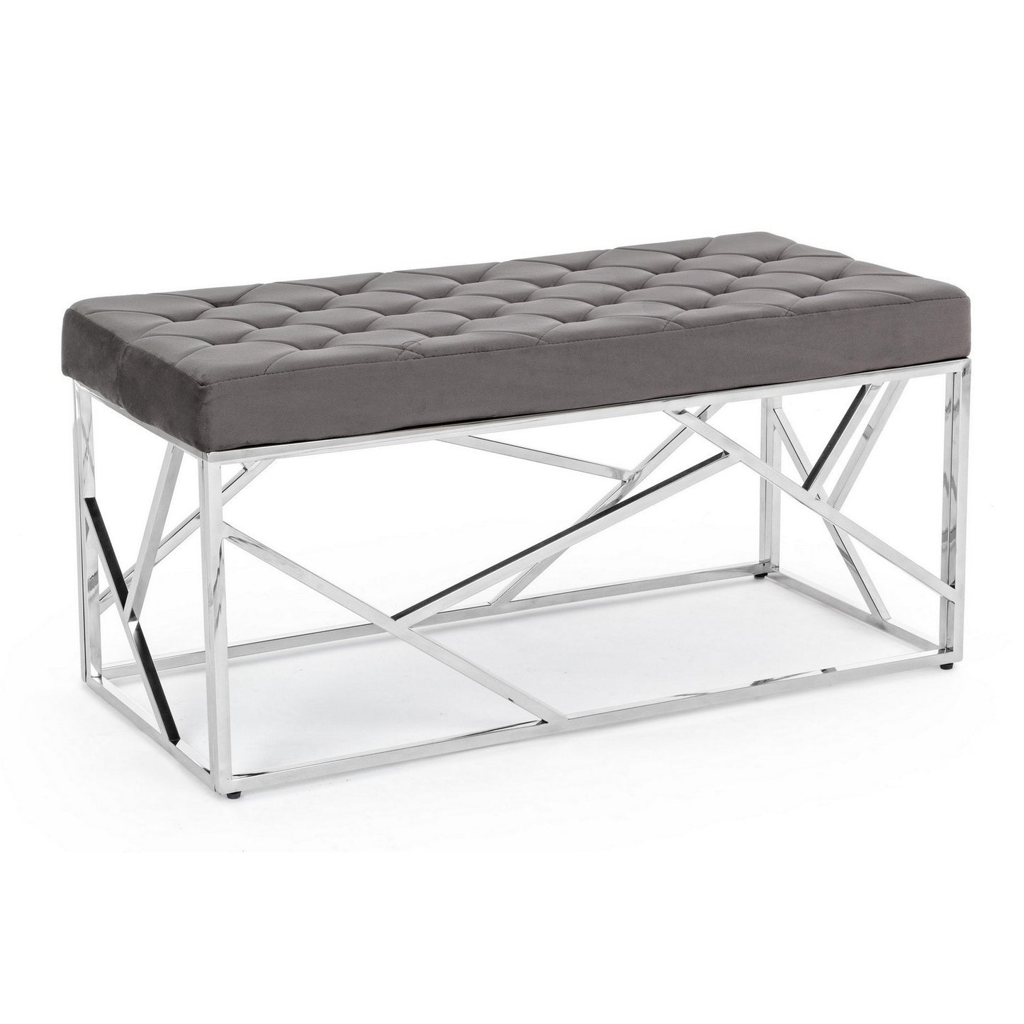 Banquette Rayan en velours gris 97x44 cm