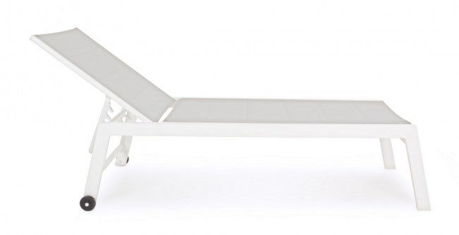 Lit haut en aluminium blanc Hilde à roulettes