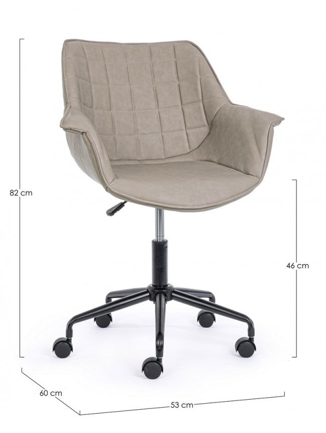 Fauteuil de bureau gris tourterelle Joshua