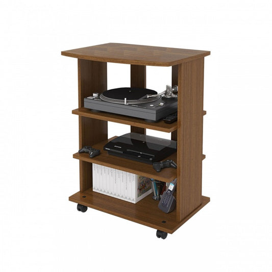 Desserte TV antique en noyer avec 2 étagères ouvertes 60x45xH 81 cm