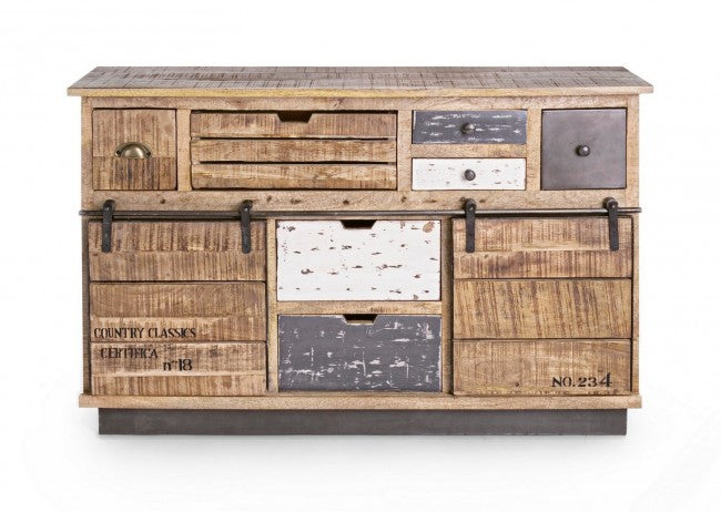 Buffet Tudor 2 portes 7 tiroirs 125x37x80h cm 