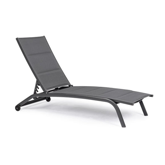Chaise longue de jardin en aluminium à roulettes Anthracite CLEOPAS 61x192x h96 cm