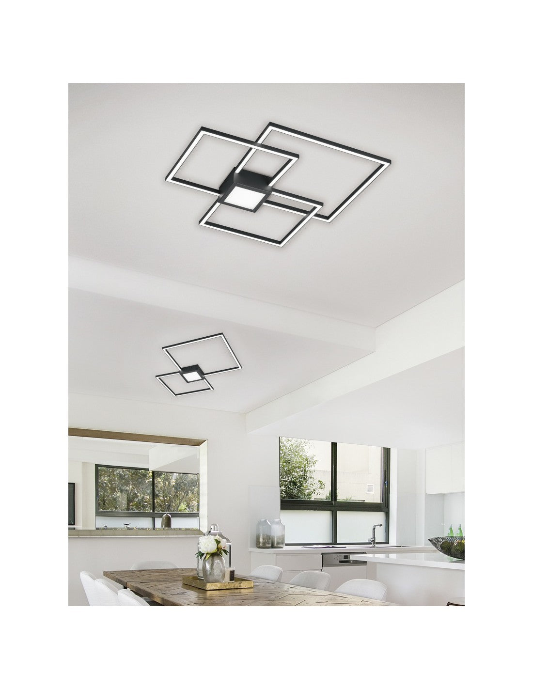 Plafonnier Hydra 3 LEDs carrées 38w Anthracite L65 cm Dimmable Trio Lighting