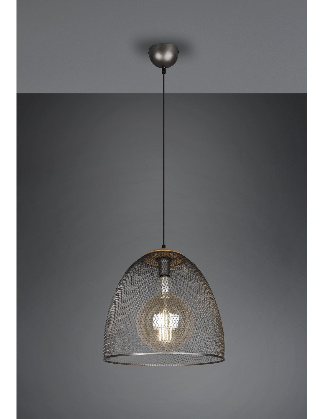 Ivar Suspension Nickel Antique Diffuseur Parabolique Avec Maille Ø40 cm Trio Lighting