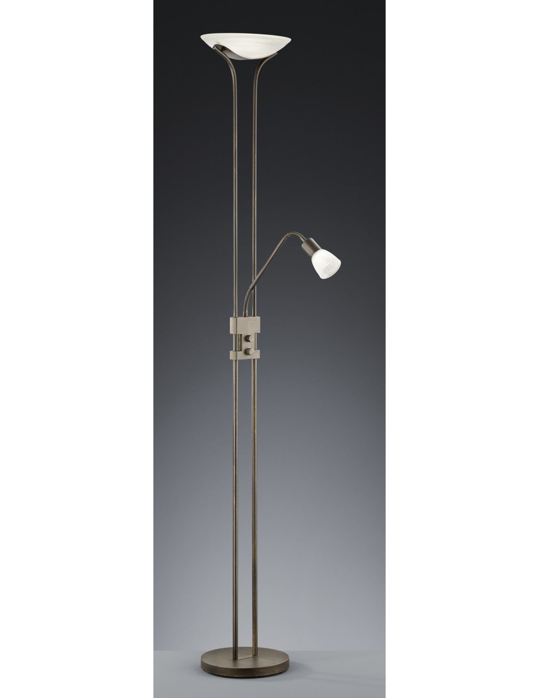 Lampadaire LED avec spot de lecture dimmable Santo II Ruggine Trio Lighting