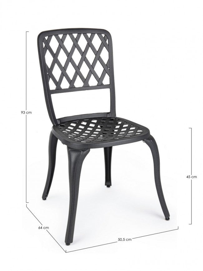 Chaise extérieure en aluminium anthracite 44 x 46 x 89h cm