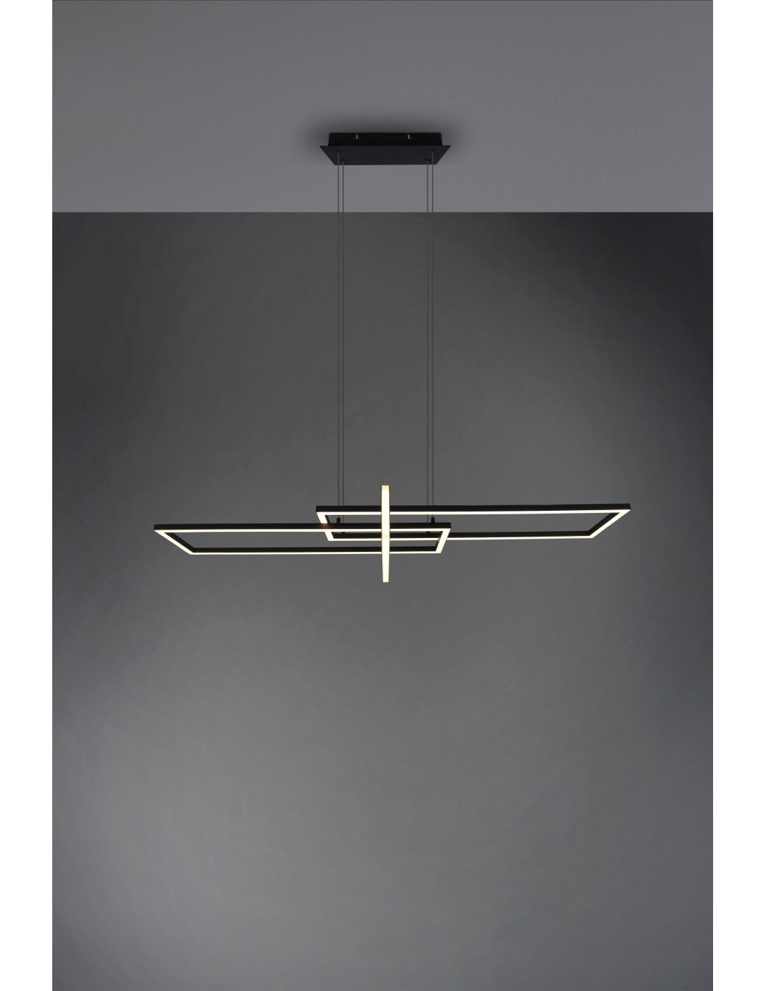 Salinas Suspension 3 LEDs Rectangulaire 34w Noir L110 cm Dimmable Trio Éclairage