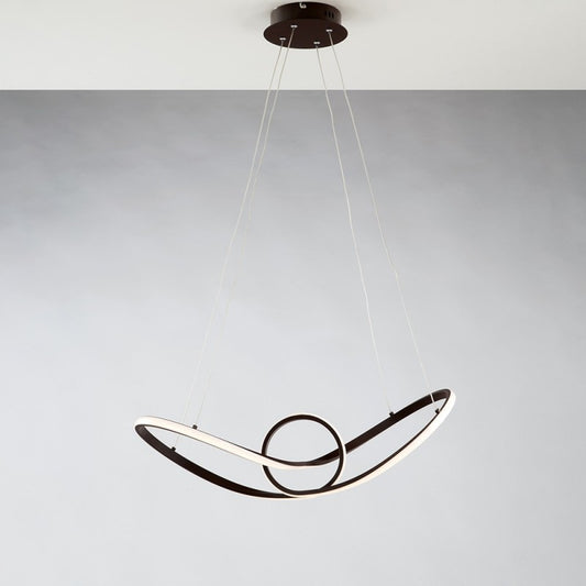 Lustre suspension en métal marron avec LED intégrée 68x24x h 150 cm