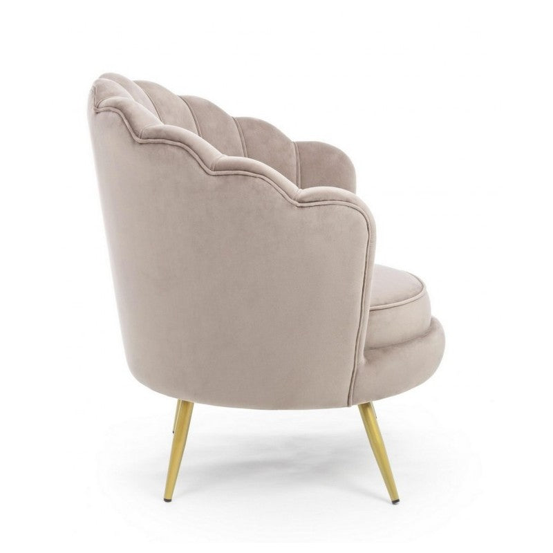 Fauteuil rétro en velours gris clair, modèle paon