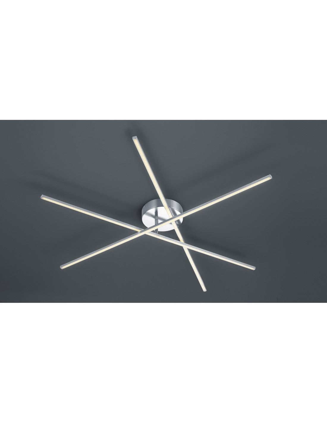 Plafonnier Moderne Tiriac 3 Tiges Led Nickel L100 cm Trio Lighting