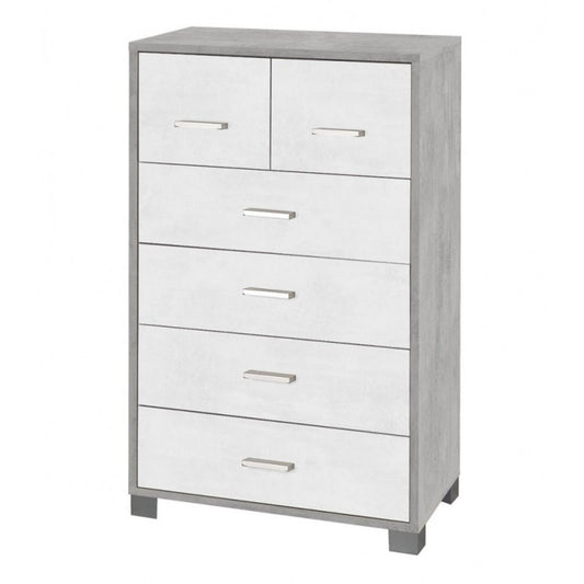 Commode haute de chambre à six tiroirs en ciment blanc 70x41x h112 cm