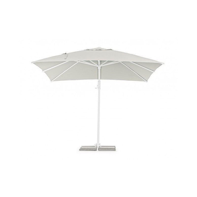 Parasol Eden avec bras en bois naturel blanc 3x3 m