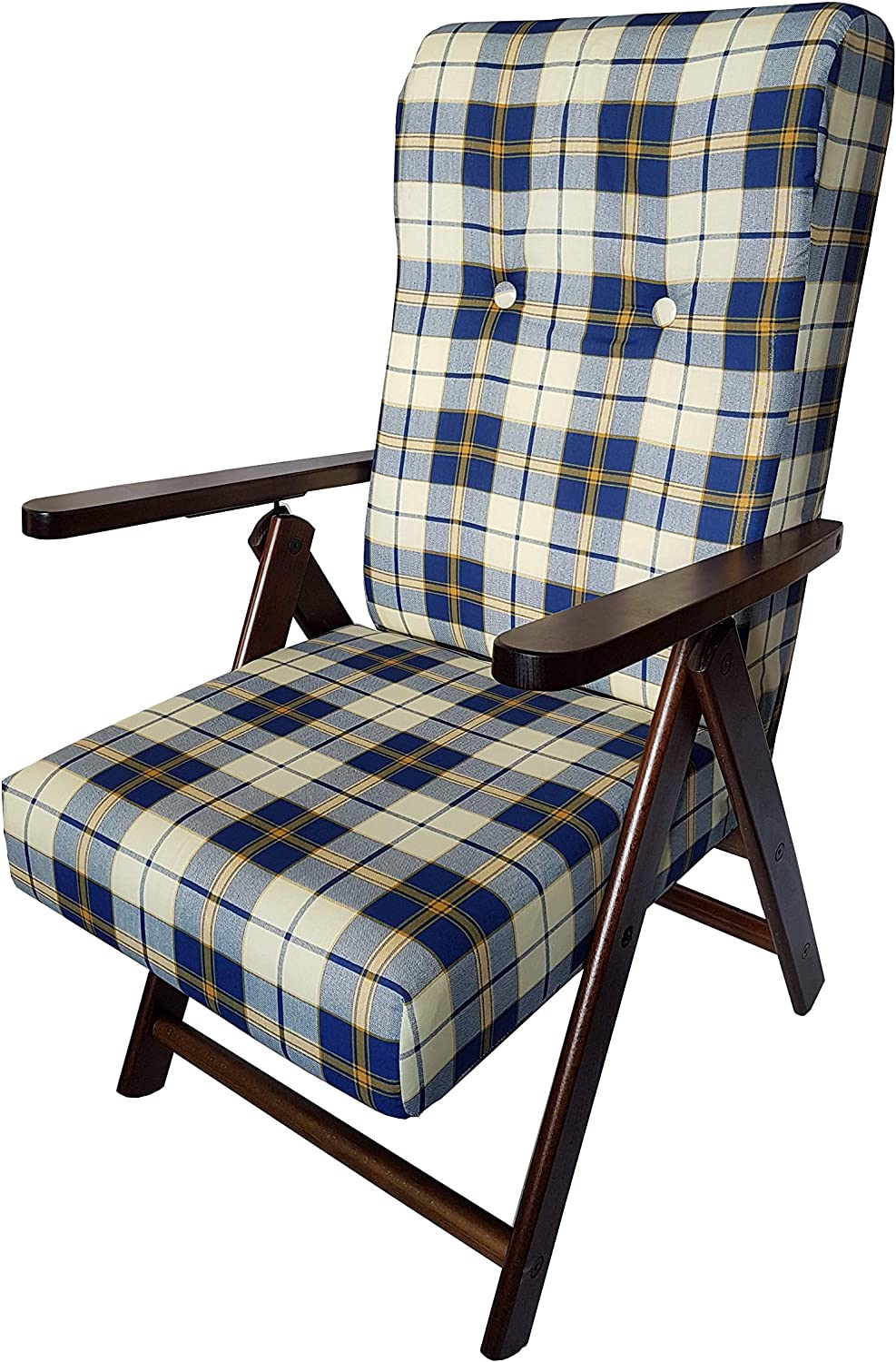 Fauteuil Molisana en tissu tartan bleu