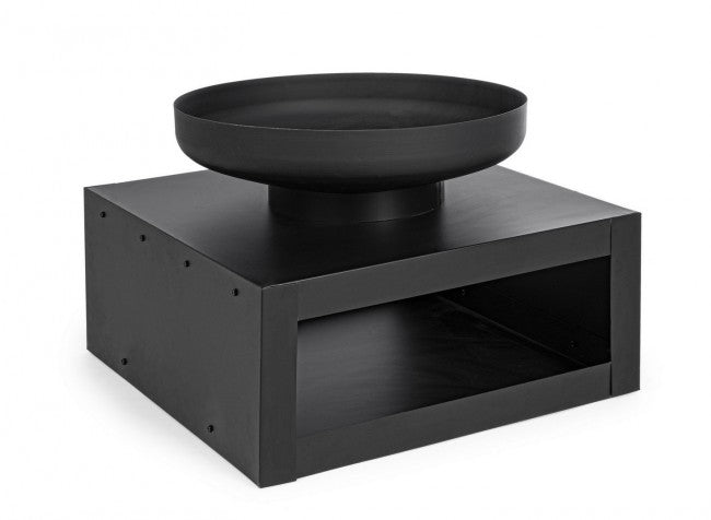 Brasero avec support en bois noir Salon de jardin Efesto
