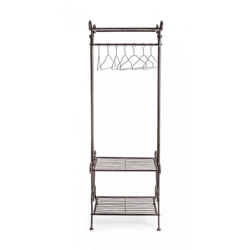 Porte manteau en acier marron trois étagères Marron MELANIE 55x46x h170 cm