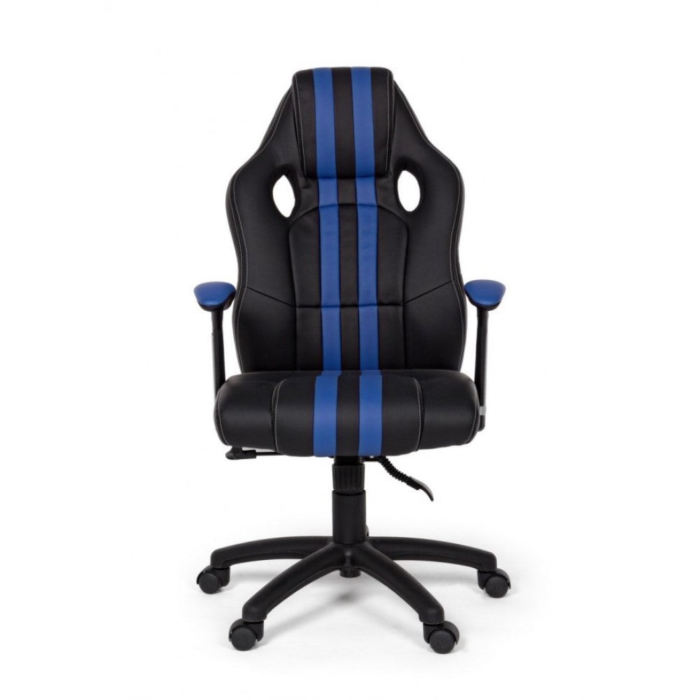 Fauteuil de bureau Spider avec accoudoirs en simili cuir bleu
