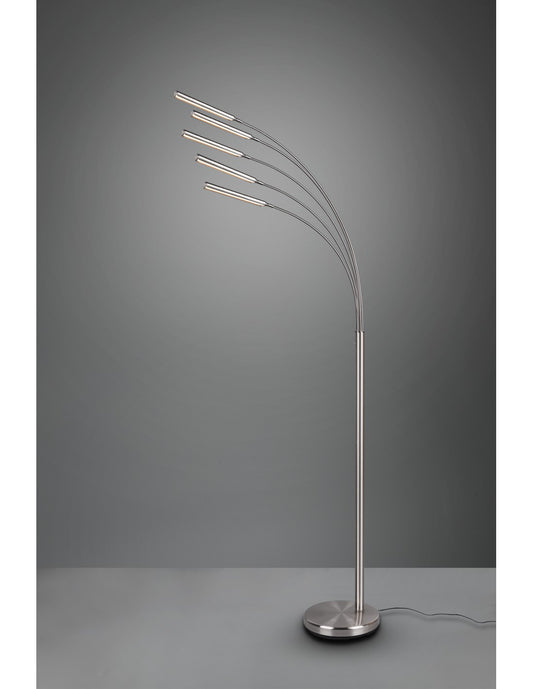 Lampadaire Reed 5 Arches LED Nickel Mat H195 cm Trio Lighting