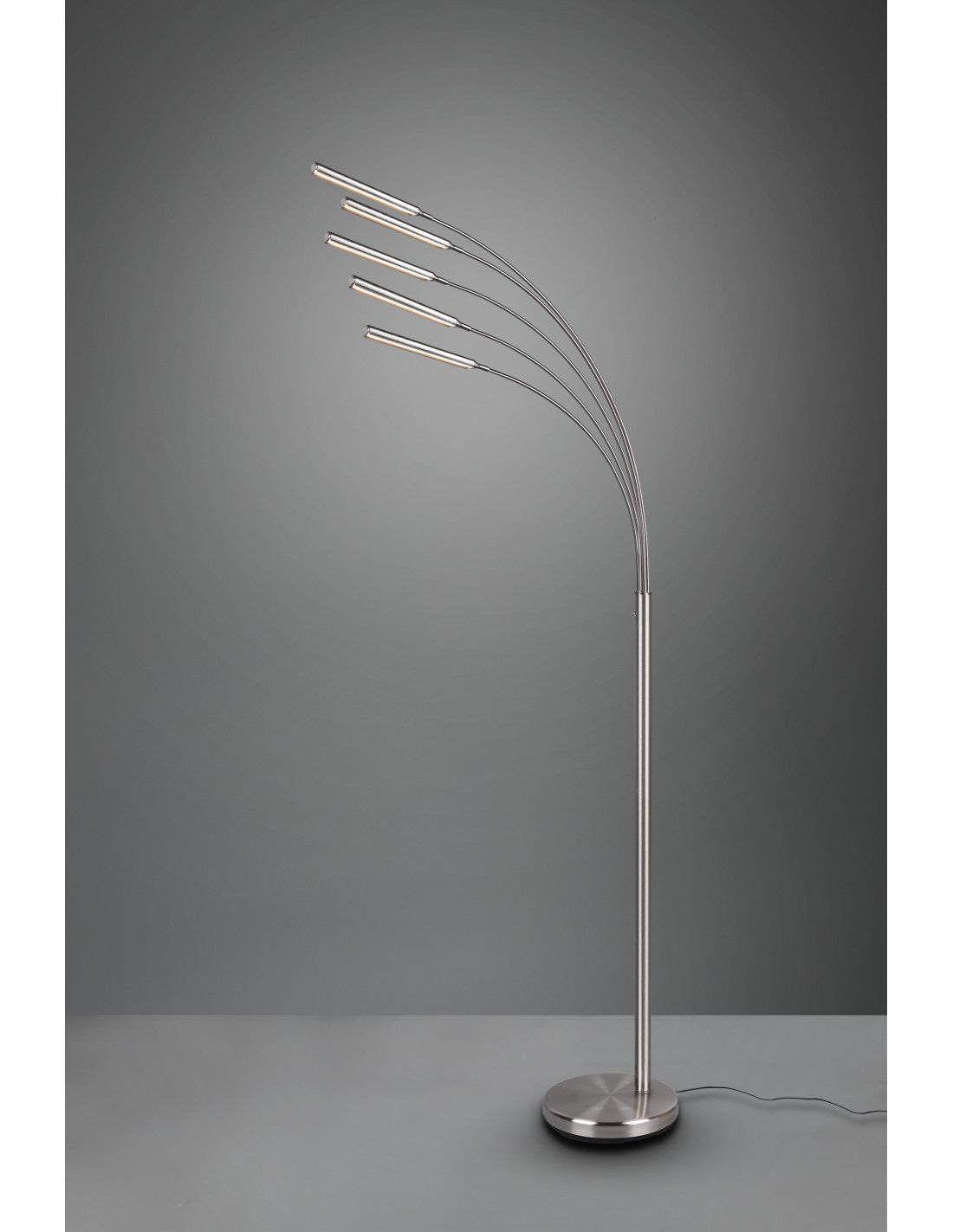 Lampadaire Reed 5 Arches LED Nickel Mat H195 cm Trio Lighting