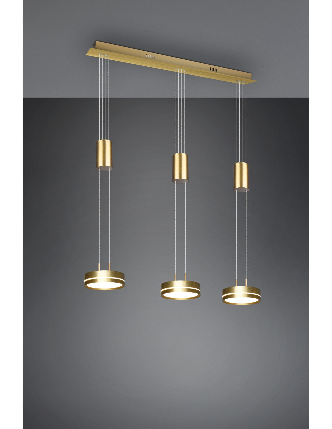 Lustre LED Moderne 3 Disques Laiton Franklin Trio Lighting