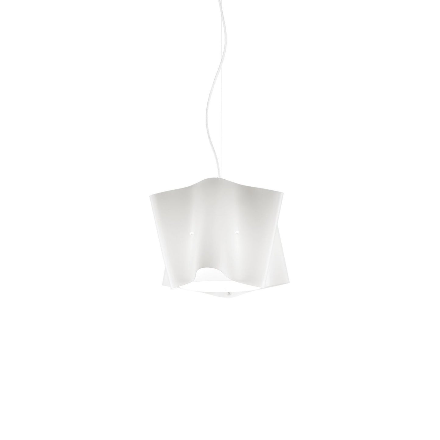 Suspension blanche en métal chromé Cm. 25x25h