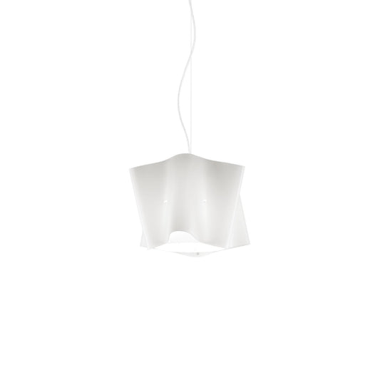 Suspension blanche en métal chromé Cm. 25x25h