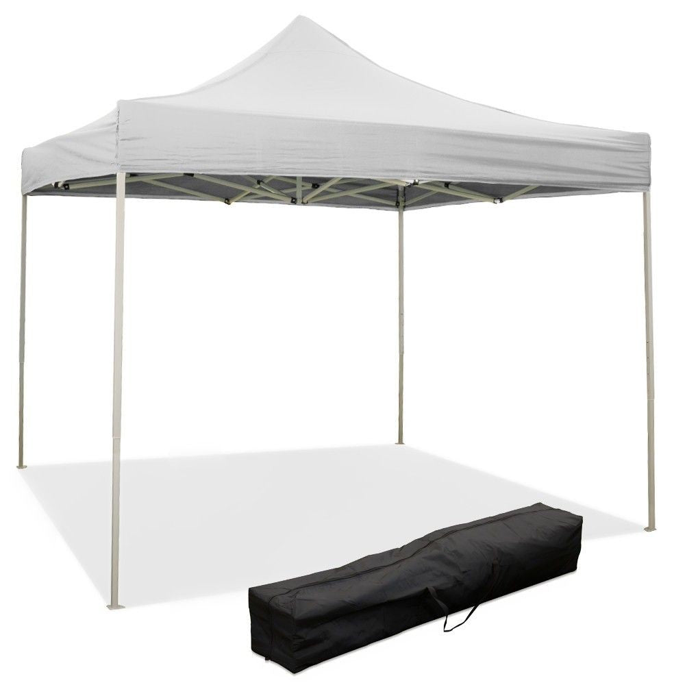 Gazébo pliant pliant 3 X 3 Blanc recouvert de PVC imperméable