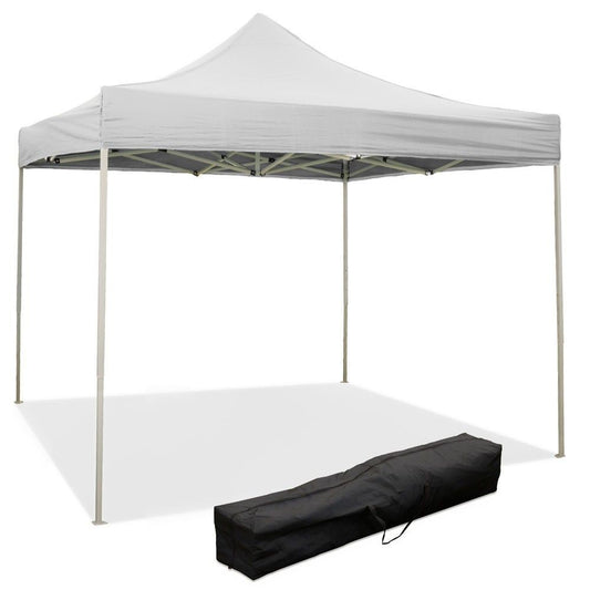 Gazébo pliant pliant 3 X 3 Blanc recouvert de PVC imperméable