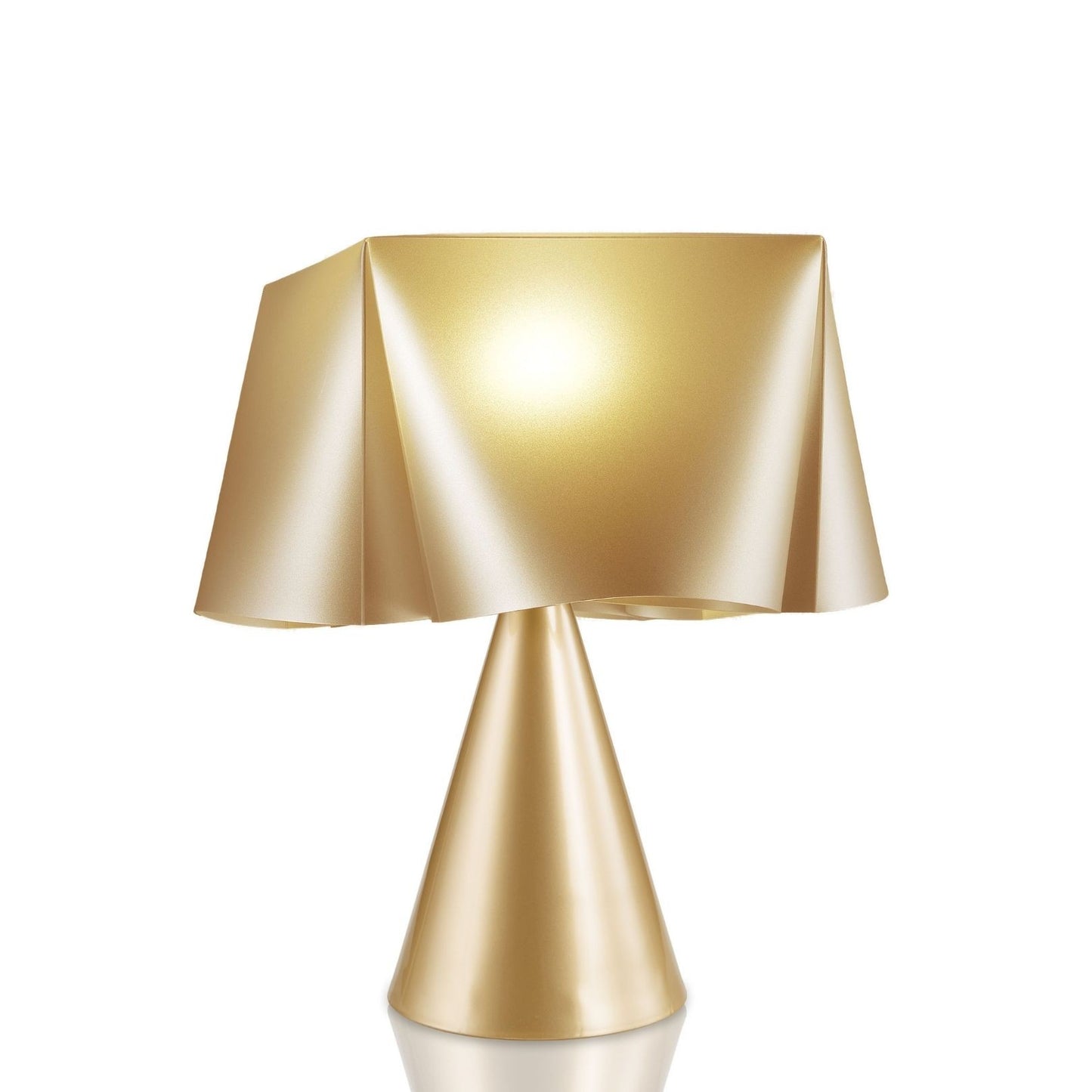 Nouvelle lampe de table cône doré en plastique Cm. 28x32h
