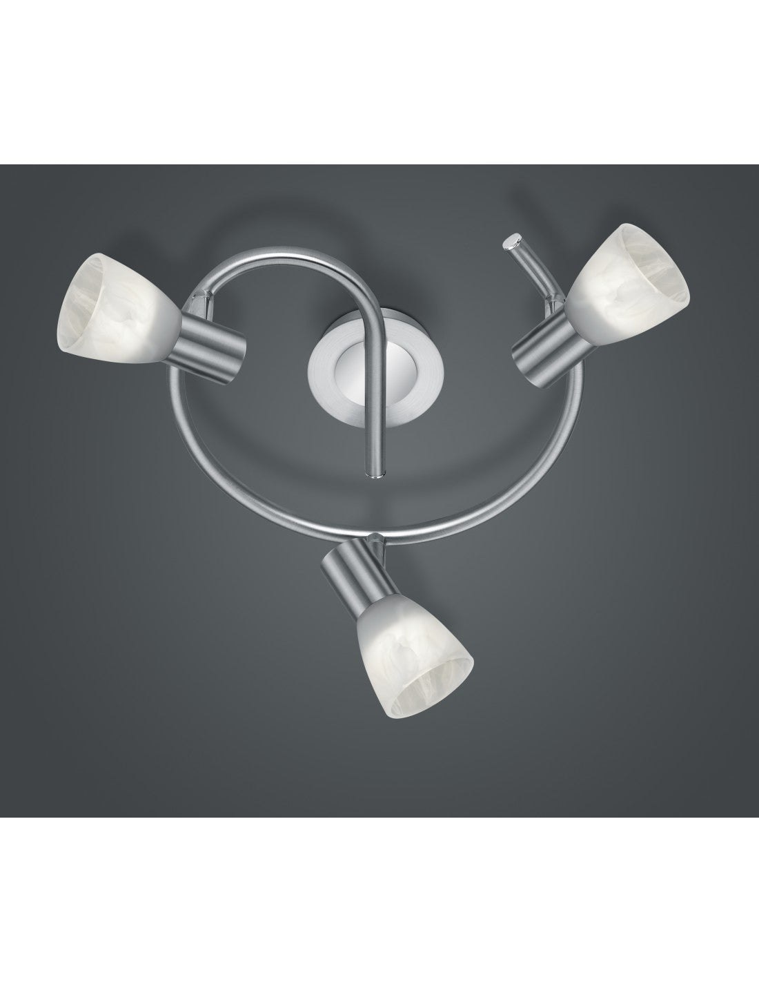 Plafonnier Pinwheel Nickel 3 Spots Abat-jour Verre E14 Ajustable Levisto Trio Lighting